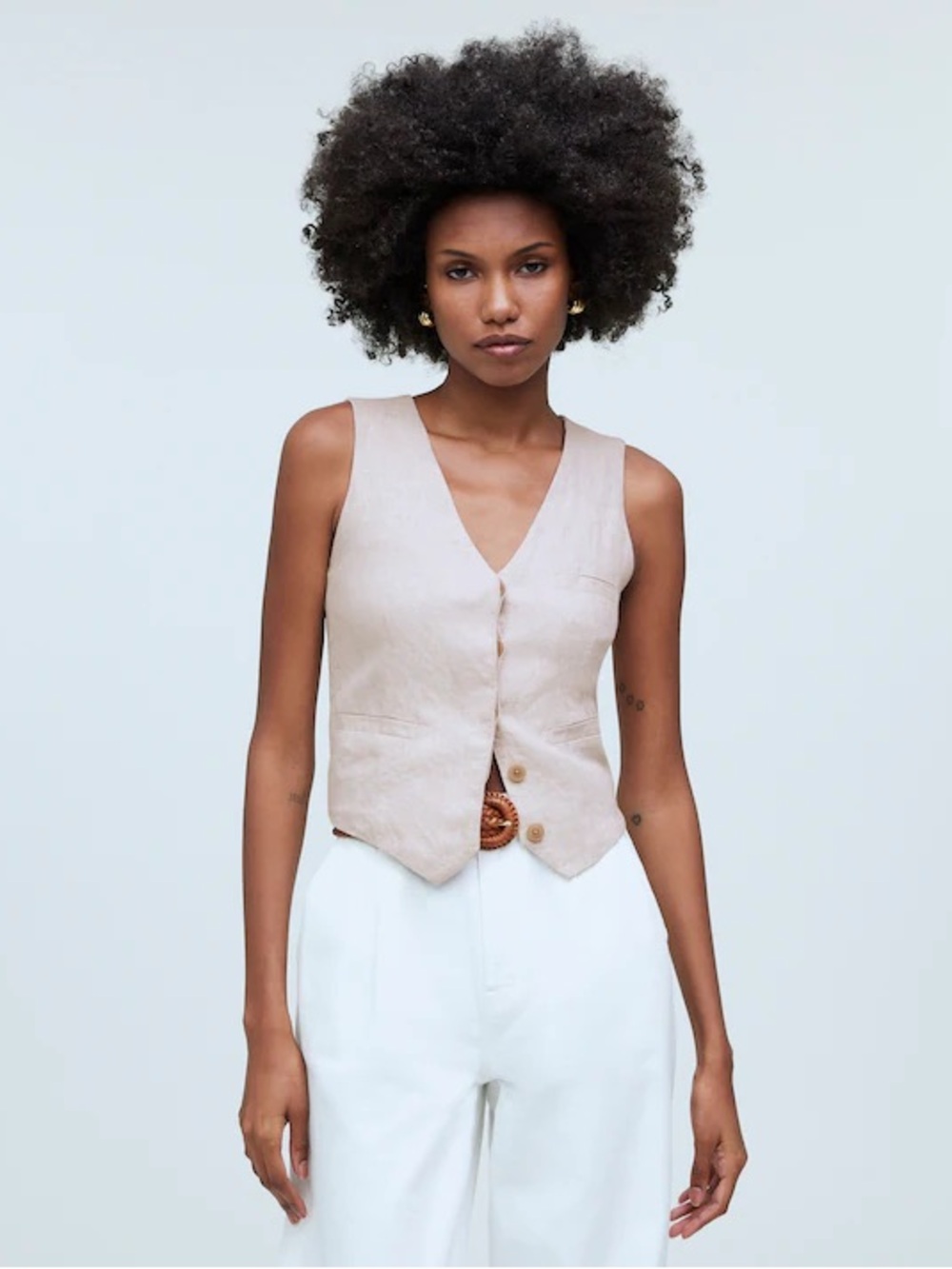 Madewell Single-Breasted Vest in 100% Linen